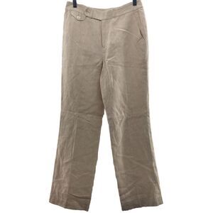 Ralph Lauren 4 Trouser Pant Vintage Linen Straight Leg Slacks Striped Flat Front